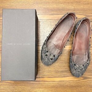 Marc by Marc Jacobs Black Lace Mouse Flats, size 41